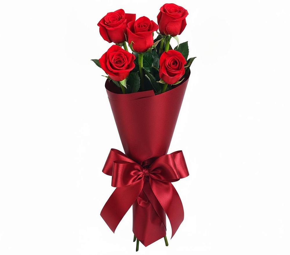 Букет 5 Красных роз Эдлесс Лав в Донском