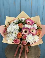 Букет цветов из:  Розы, Герберы и Хризантемы в Донском