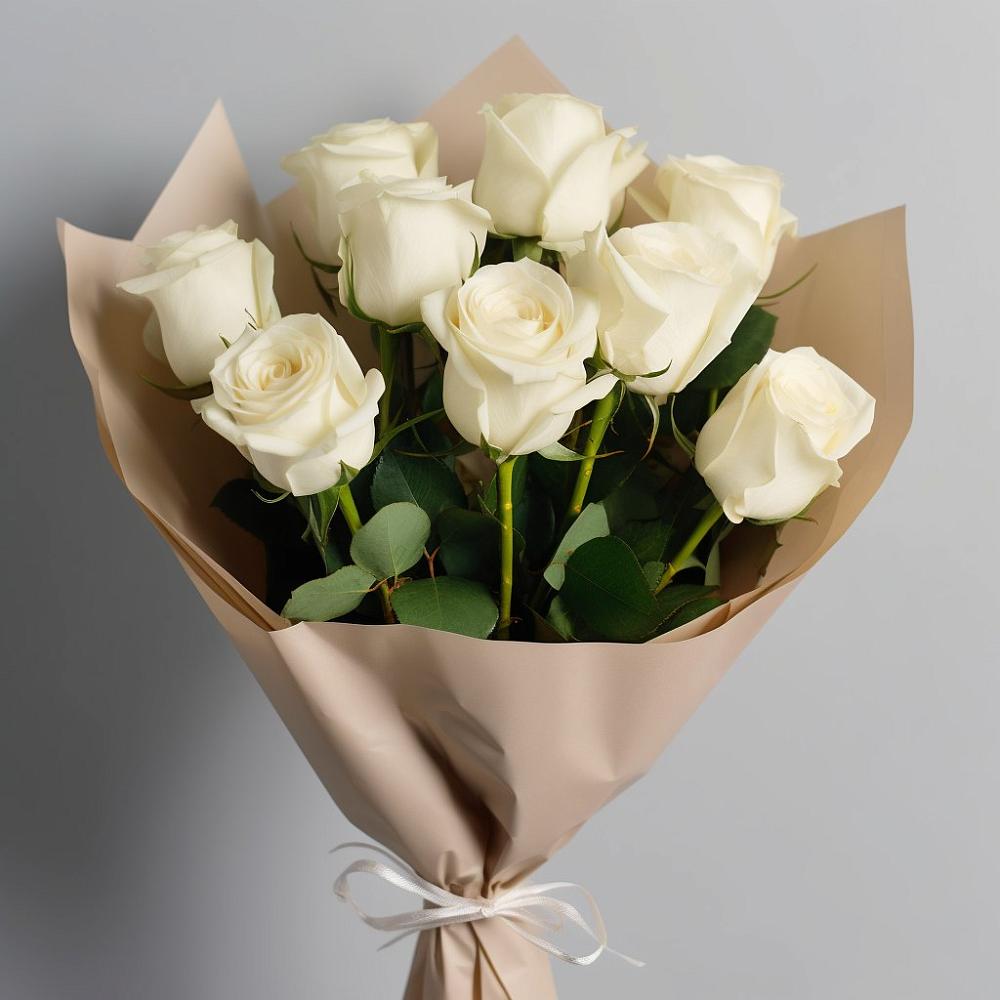 Букет 9 Белых роз Эдлесс Лав в Донском