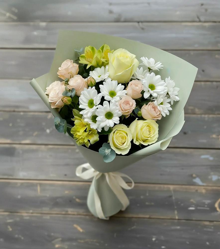 Букет цветов из: Альстромерии, Розы и Хризантемы в Донском