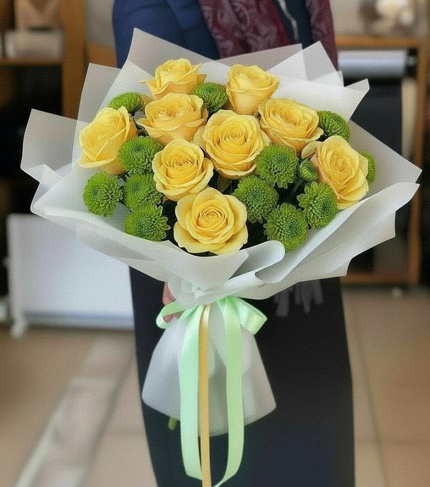 Букет цветов из: Хризантемы и Розы в Донском