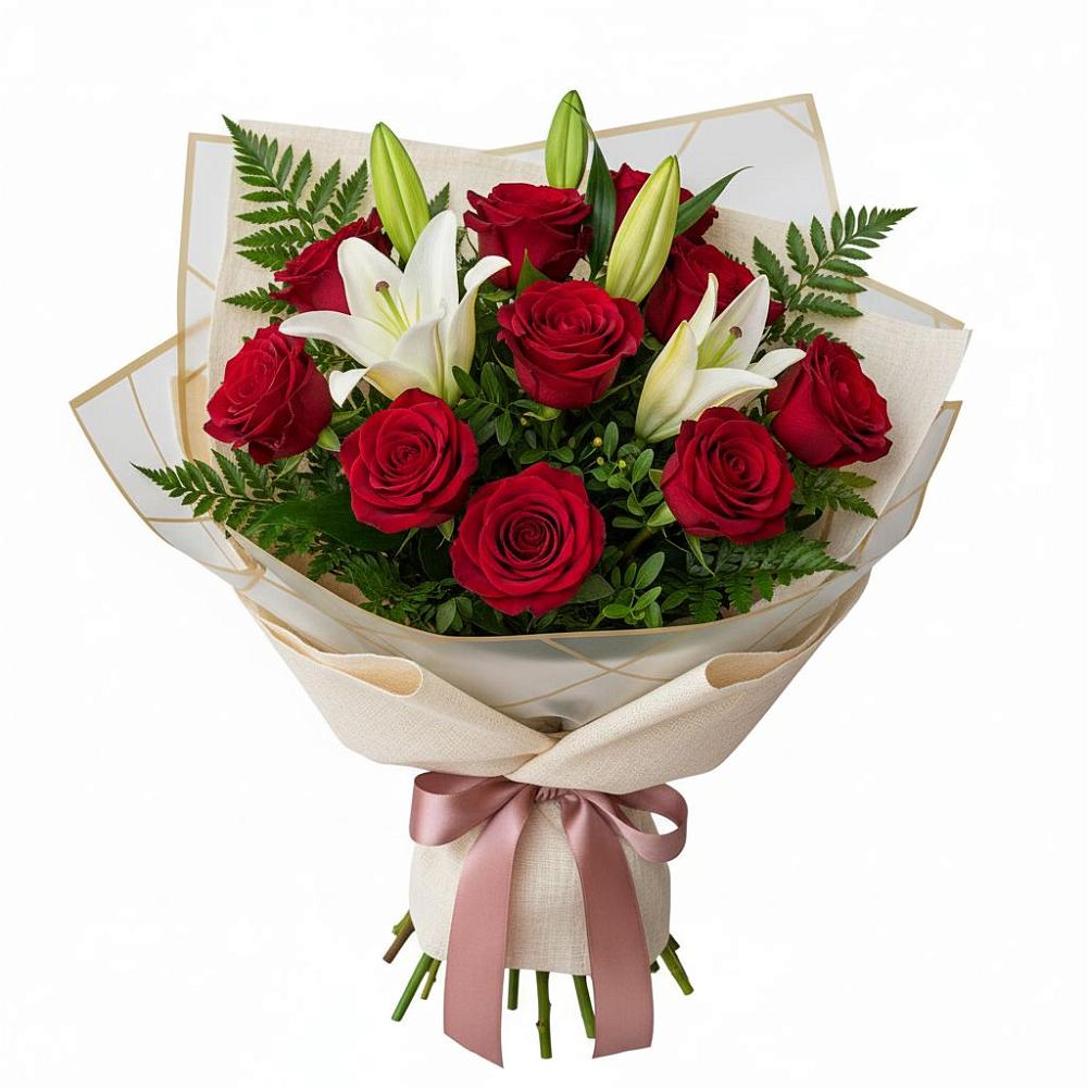 Букет цветов из: Лилии и Розы в Донском