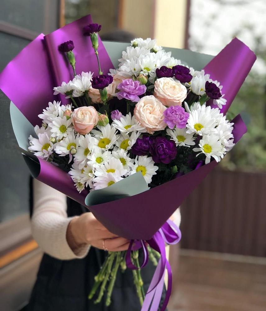 Букет цветов из: Хризантемы, Гвоздики и Розы в Донском