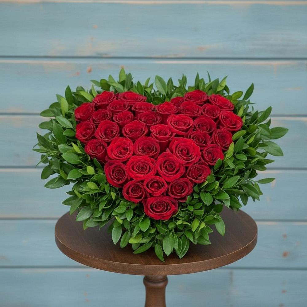 Цветочная композиция из Розы в виде сердца в Донском