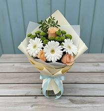 Букет цветов из:  Герберы, Розы и Хризантемы в Донском