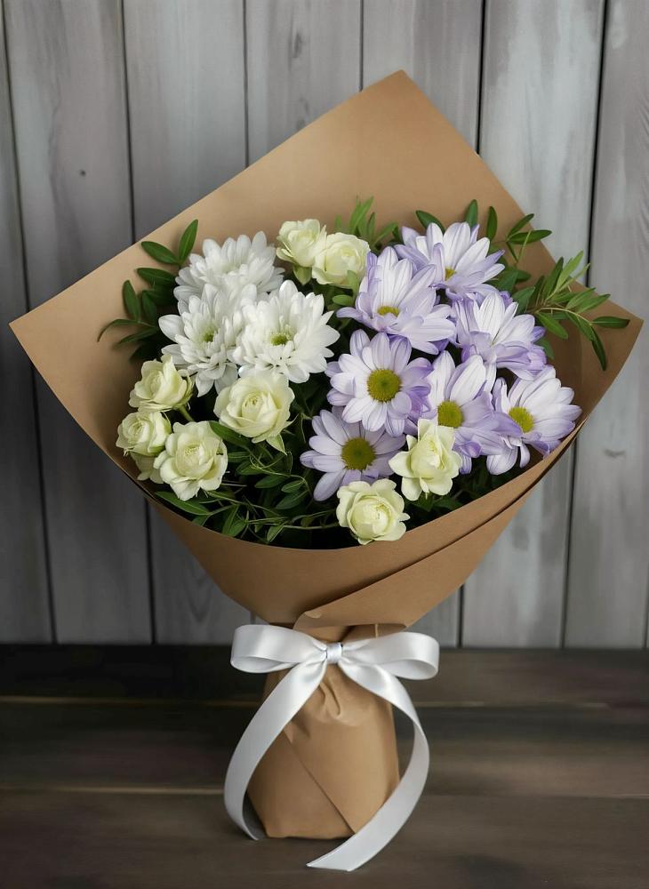 Букет цветов из: Хризантемы и Розы в Донском